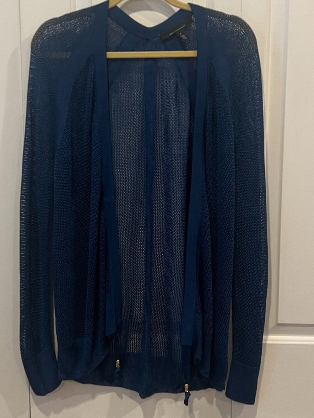 White House Black Market Sheer Mesh Tie-Front Cardigan – Size L – NWOT